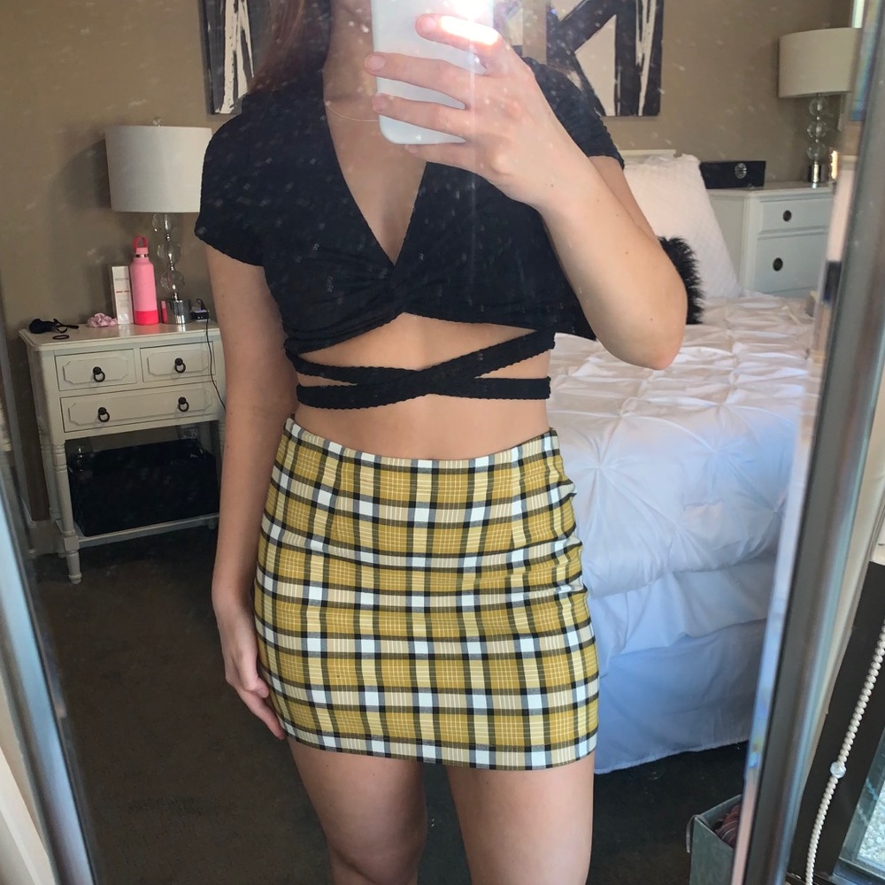 Urban Outfitters Yellow Plaid Clueless Mini Skirt